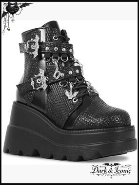 Chunky Ankle Boots Platform Wedge Combat Bootie Waterproof Lightweight